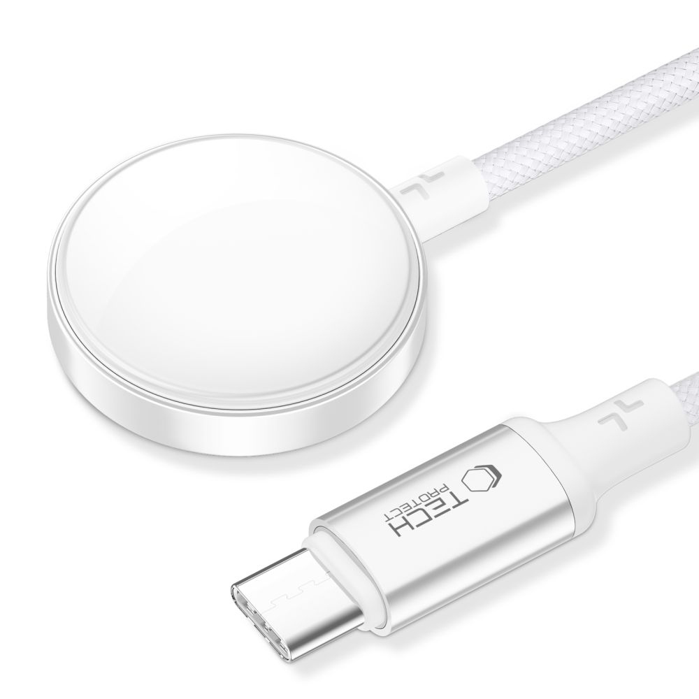 Tech-Protect Ultraboost MC02 USB-C magnetický nabíjací kábel pre Apple Watch 1m - biely