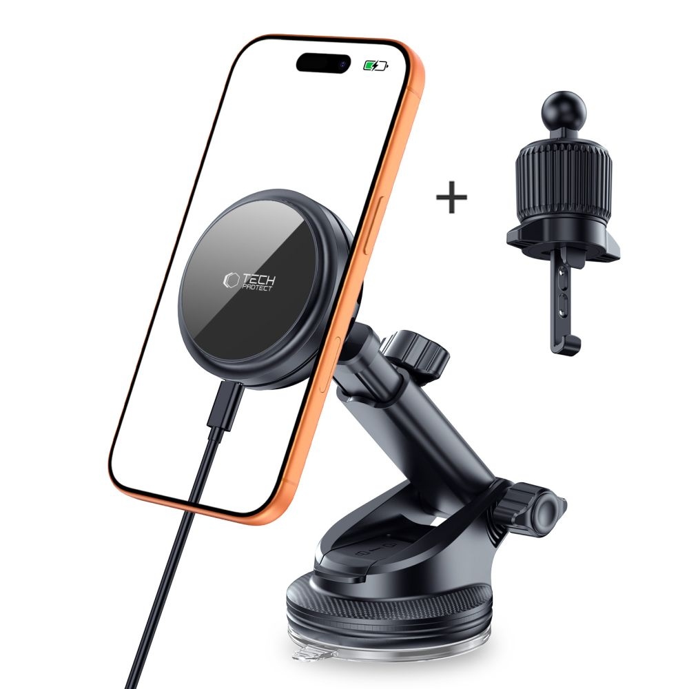 Tech-Protect V9 ArcticBoost MagSafe držiak do auta s bezdrôtovým nabíjaním Qi2.2 25W - čierny