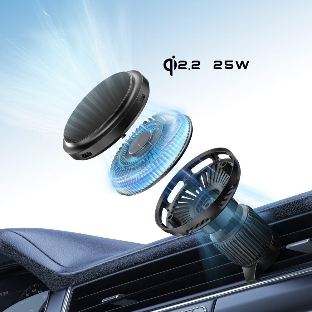 Tech-Protect V9 ArcticBoost MagSafe držiak do auta s bezdrôtovým nabíjaním Qi2.2 25W - čierny