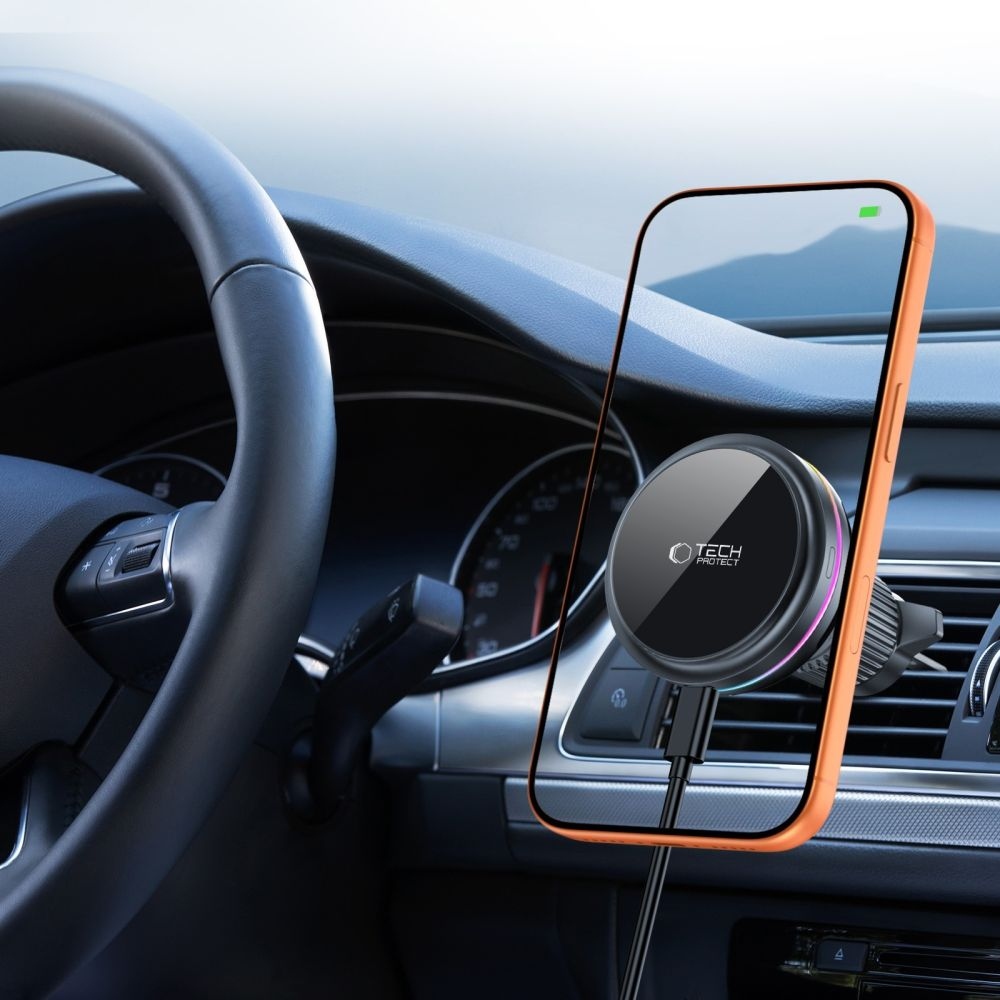 Tech-Protect V9 ArcticBoost MagSafe držiak do auta s bezdrôtovým nabíjaním Qi2.2 25W - čierny