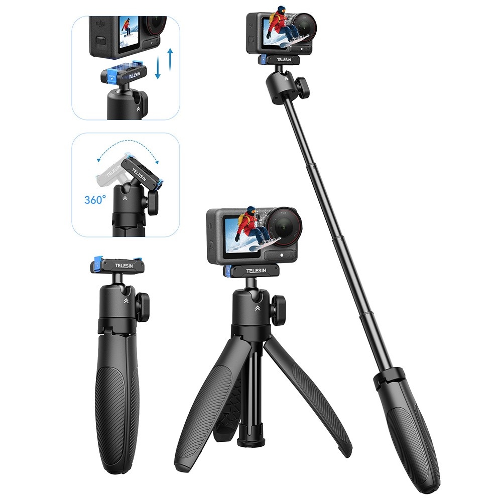 TELESIN teleskopická selfie tyč so statívom pre DJI Osmo 360, Action 5 Pro, 4 a 3