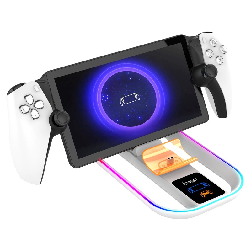 iPega P5P11 Charger Dock s RGB 2v1 pre Playstation Portal Remote Player a PS5 Ovládač White