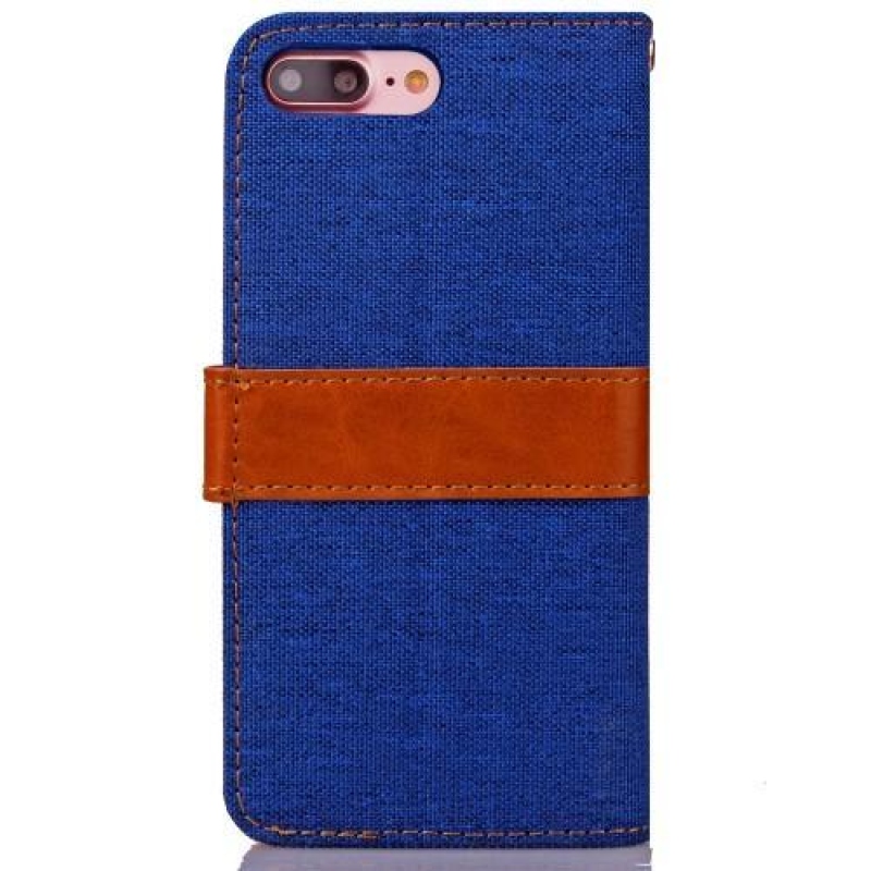 TexaCloth PU kožené/textilné puzdro pre iPhone 7 Plus a iPhone 8 Plus - modré