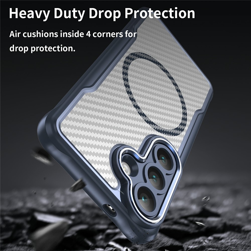 Textúra odolný kryt s podporou MagSafe na Samsung Galaxy S26/S26 Pro - modrý