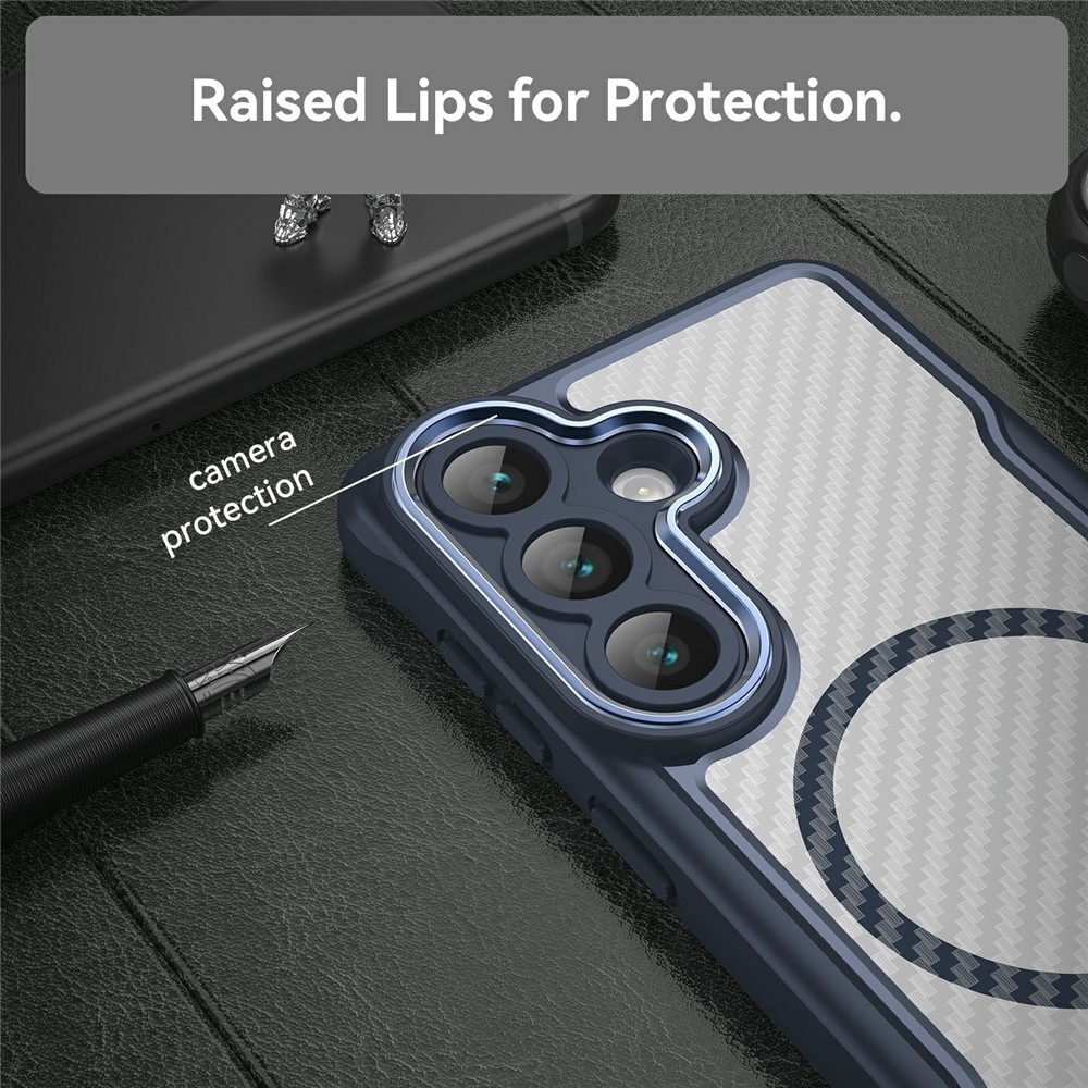 Textúra odolný kryt s podporou MagSafe na Samsung Galaxy S26/S26 Pro - modrý