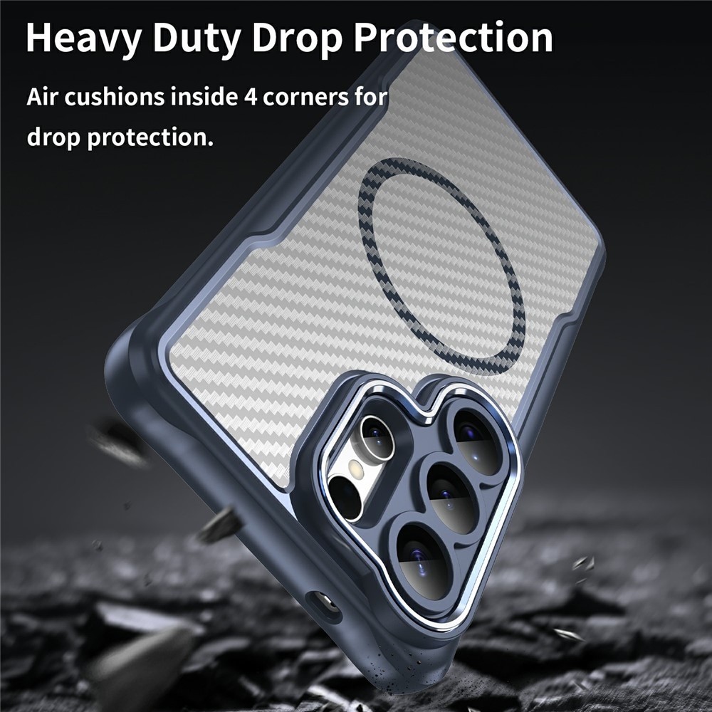 Textúra odolný kryt s podporou MagSafe na Samsung Galaxy S26 Ultra - modrý