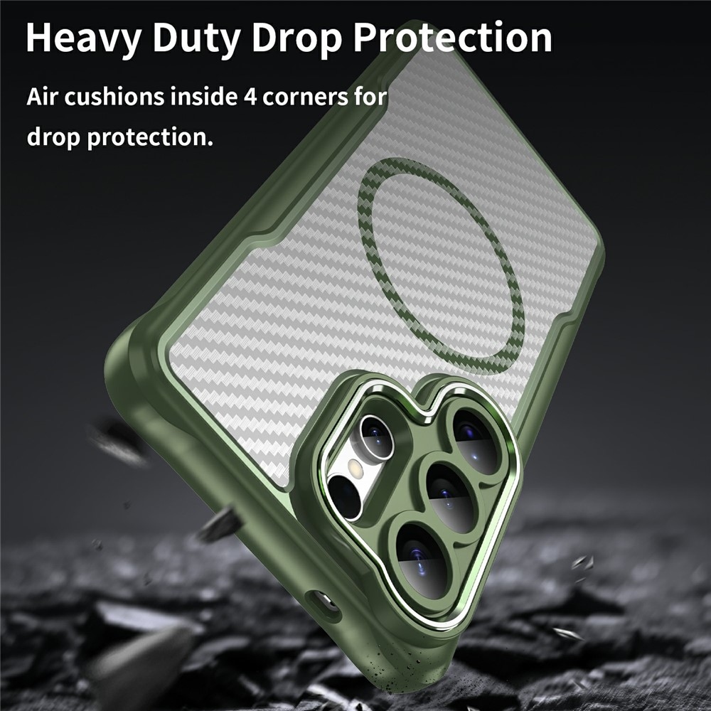 Textúra odolný kryt s podporou MagSafe na Samsung Galaxy S26 Ultra - zelený