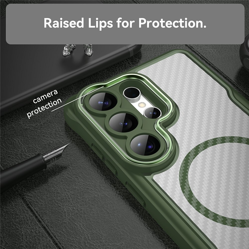 Textúra odolný kryt s podporou MagSafe na Samsung Galaxy S26 Ultra - zelený