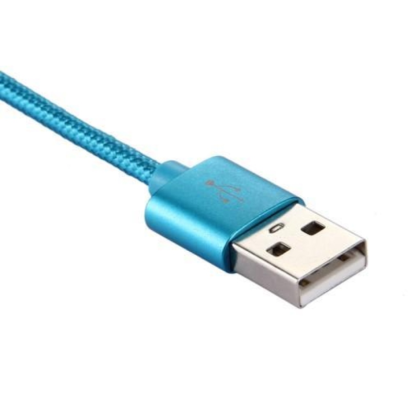 Texture tkaný micro USB Typ-C kábel pre synchronizáciu a nabíjanie / 3m - modrý