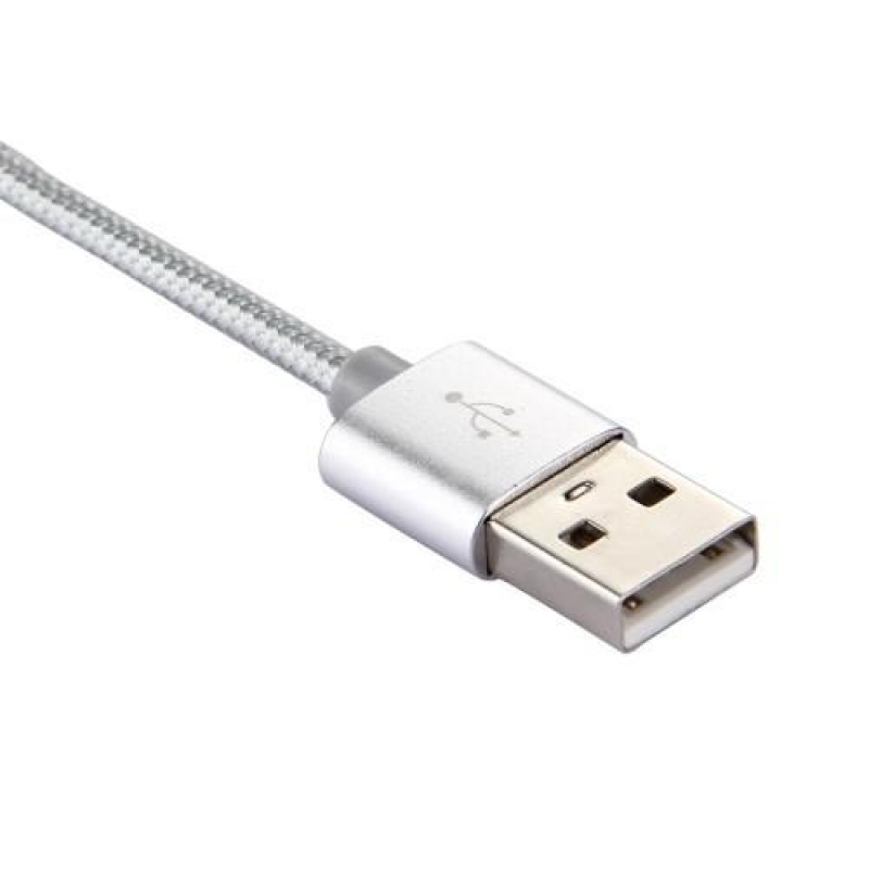 Texture tkaný micro USB Typ-C kábel pre synchronizáciu a nabíjanie / 3m - strieborný