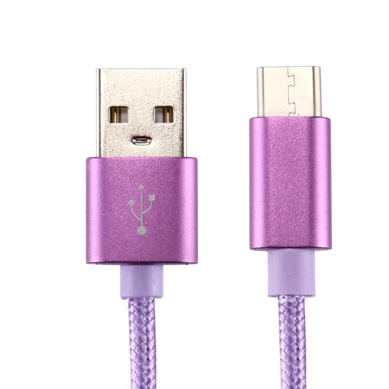 Texture tkaný micro USB Type-C kábel na nabíjanie a synchronizáciu / 1m - fialový