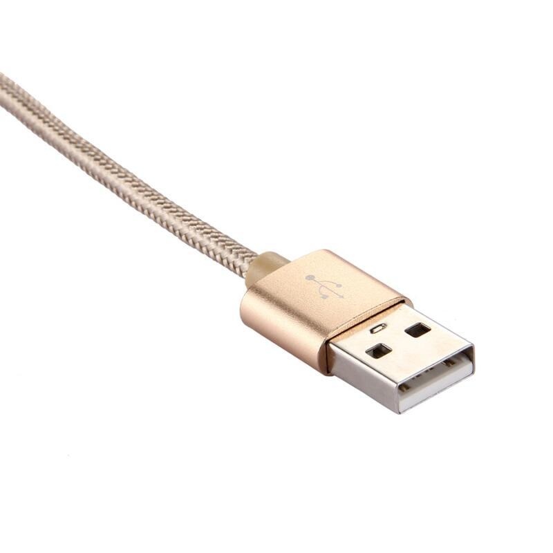 Texture tkaný micro USB Type-C kábel na nabíjanie a synchronizáciu / 1m - zlatý