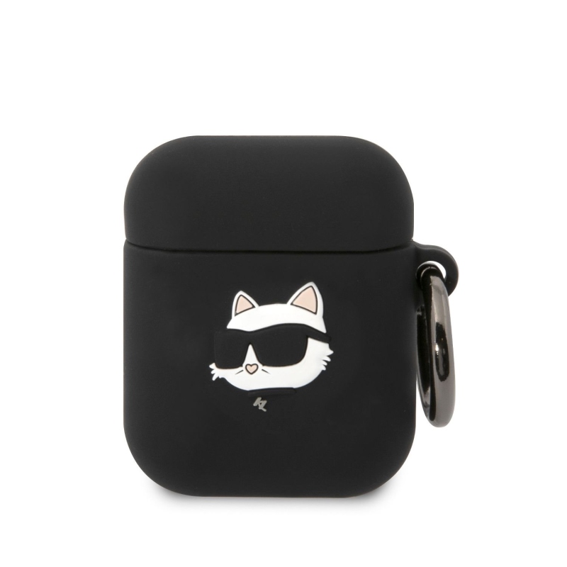 Karl Lagerfeld 3D Logo NFT Choupette Head Silikónové Puzdro pre Airpods 1/2 Black