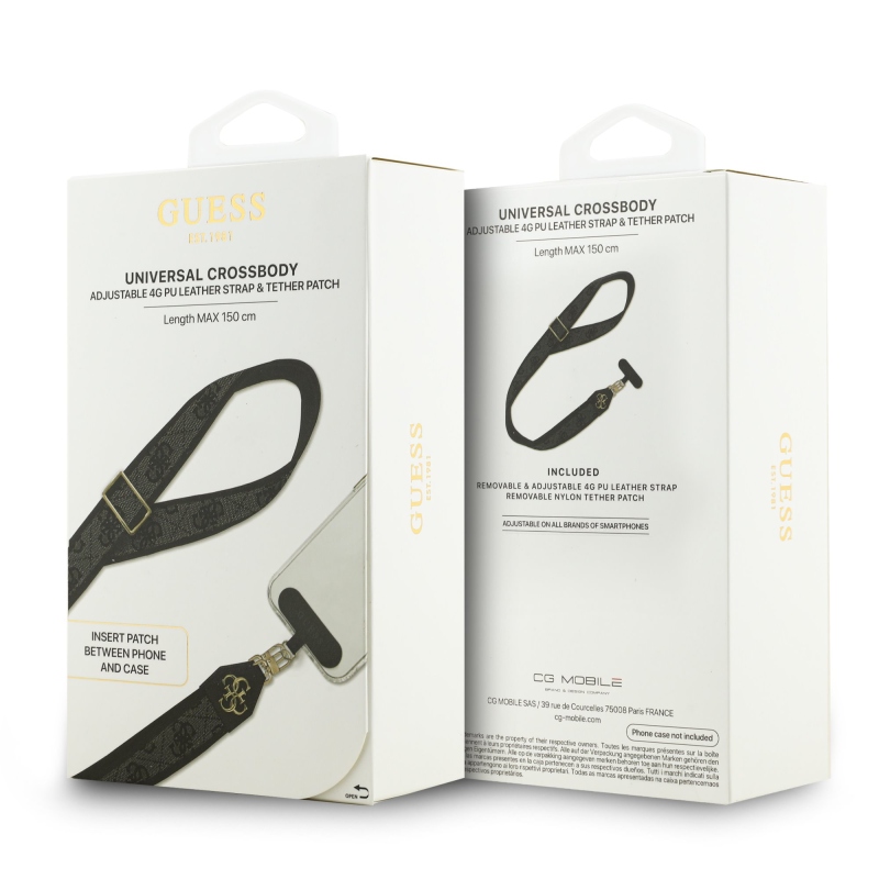 Guess Crossbody popruh PU 4G Kovové logo Black