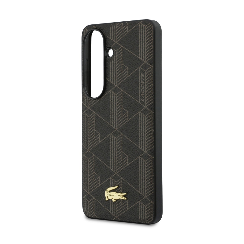 Lacoste PVC Blend Monogram Gold Logo Magnetic Back Cover pre Samsung Galaxy S26+ Brown