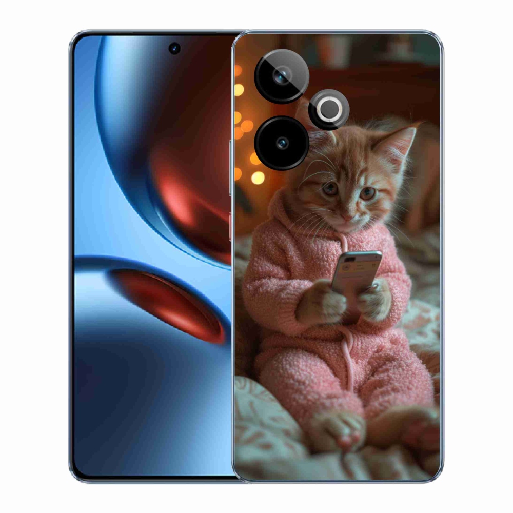 Gélový kryt mmCase na Realme GT 7 5G/GT 7T 5G - mačiatko s mobilom