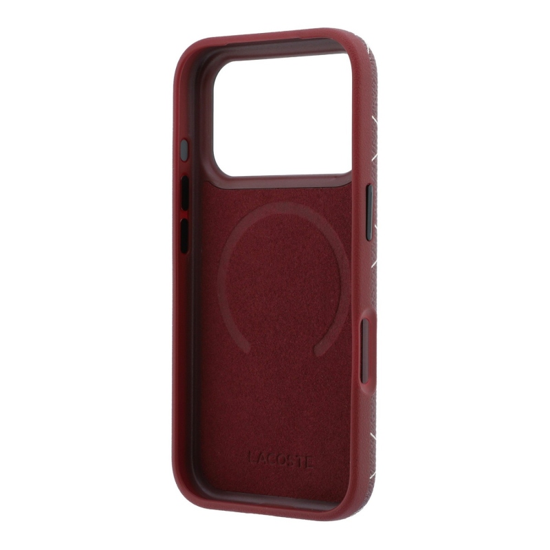 Lacoste PVC Semi Wrap Blend Ring Stand MagSafe zadný kryt pre iPhone 18 Pro, farba Burgundy