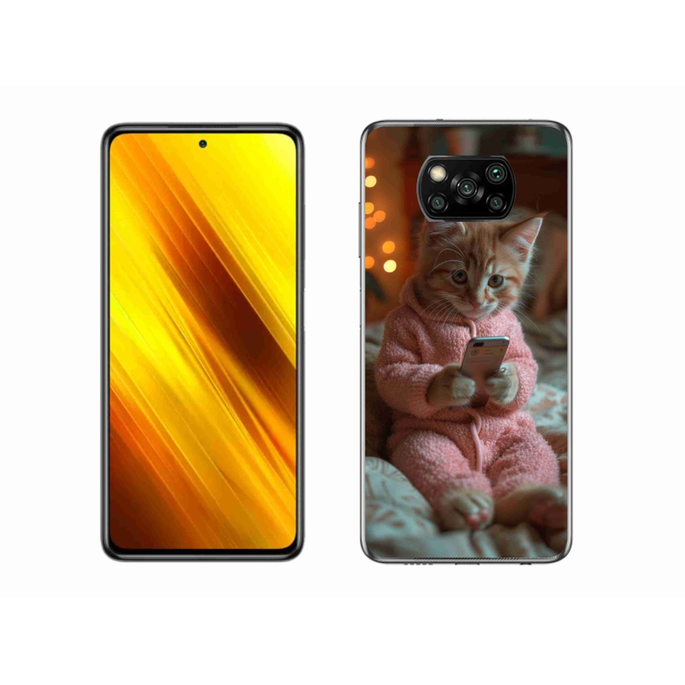 Gélový kryt mmCase na Xiaomi Poco X3 Pro - mačiatko s mobilom