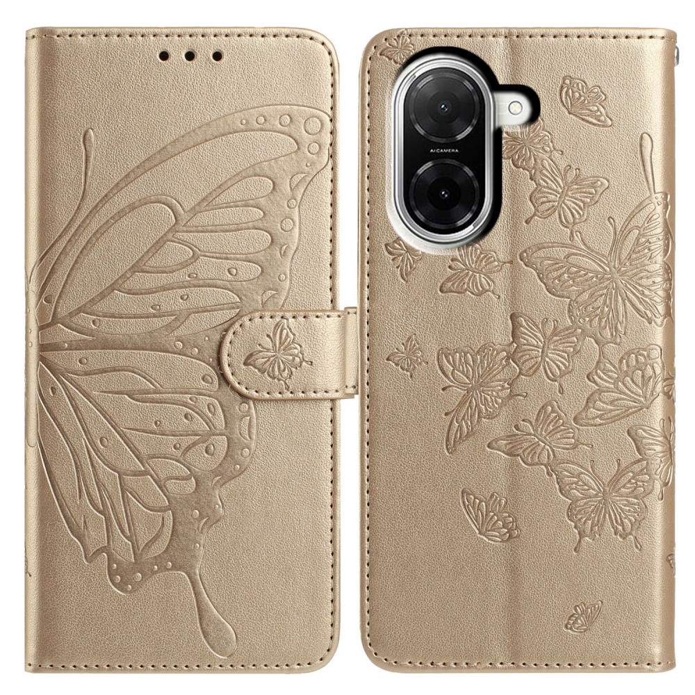 Floral Butterfly knižkové puzdro na Xiaomi Redmi A5 (171.7x77.8x8.3mm) - zlaté