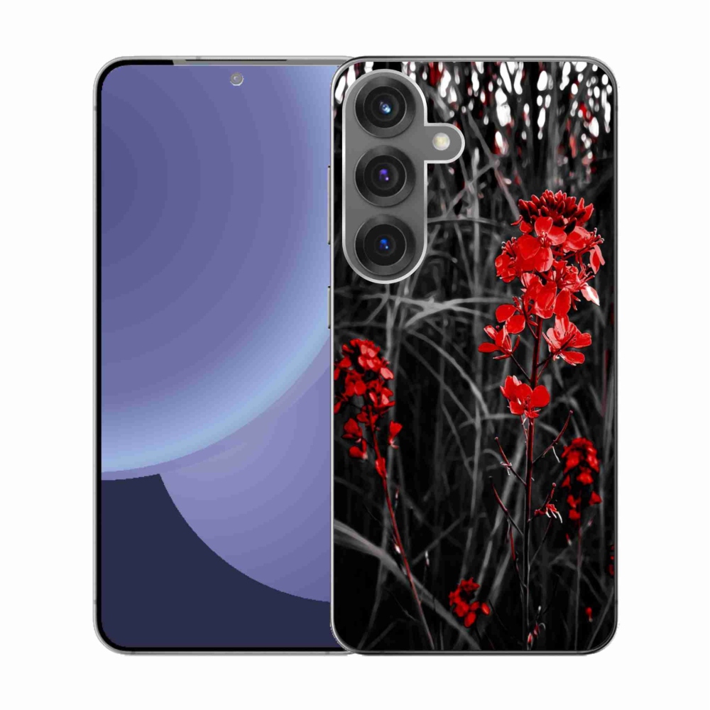 Gélový kryt mmCase na Samsung Galaxy S25 - červená rastlina
