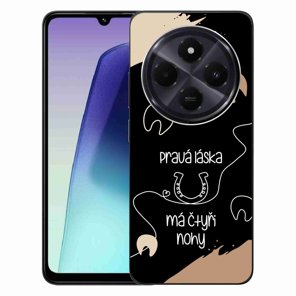 Gélový kryt mmCase na Xiaomi Redmi 14C/Poco C75 - konský motív čierne pozadie