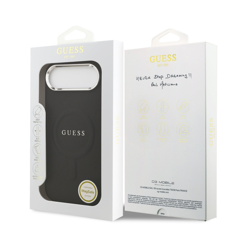 Guess PU Saffiano MagSafe zadný kryt pre iPhone Air Black