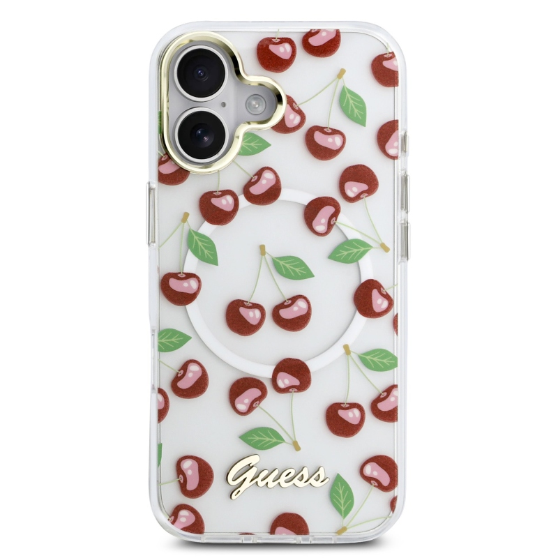 Guess IML Glitter Cherry MagSafe zadný kryt pre iPhone 17