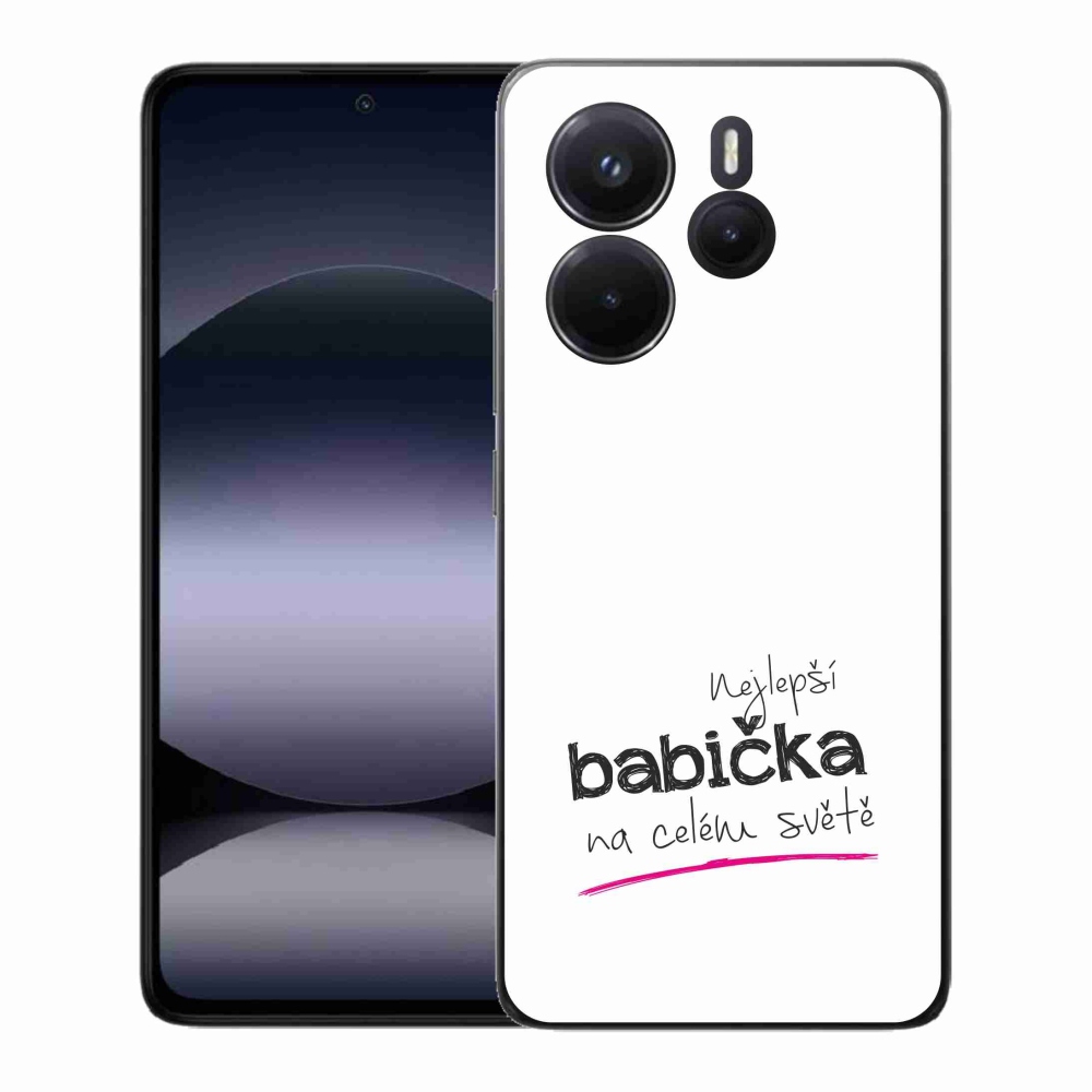 Gélový kryt mmCase na Xiaomi Redmi Note 14 - najlepšia babička 4 biele pozadie