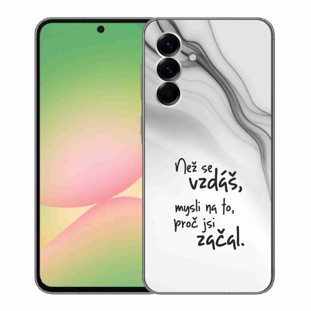 Gélový kryt mmCase na Samsung Galaxy A56 5G - citát 2 biele pozadie