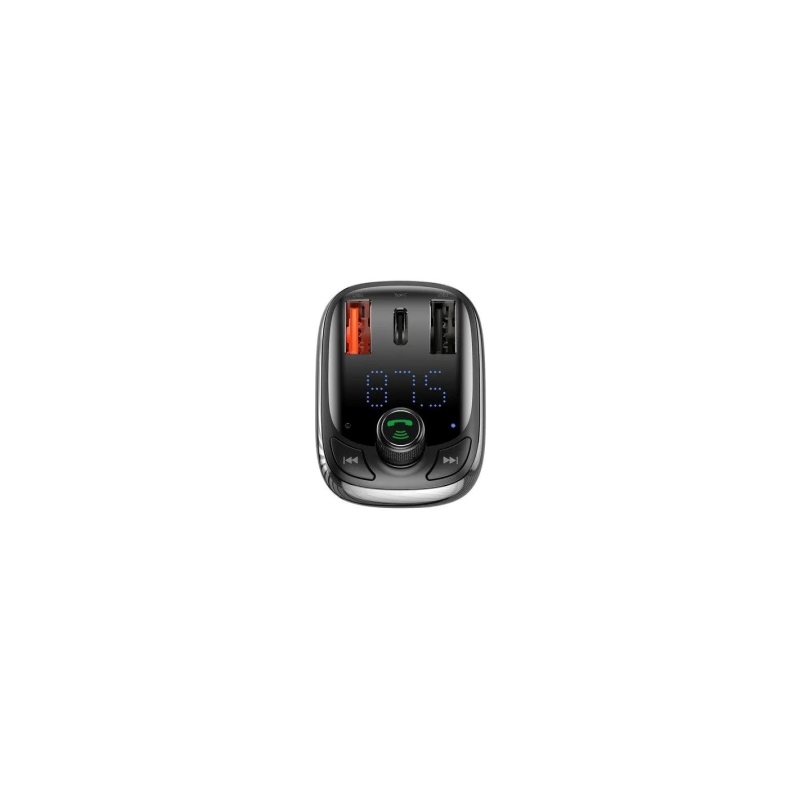 Baseus T Shaped S-13 nabíjačka do auta USB-A/USB-A/USB-C a FM vysielač, čierna