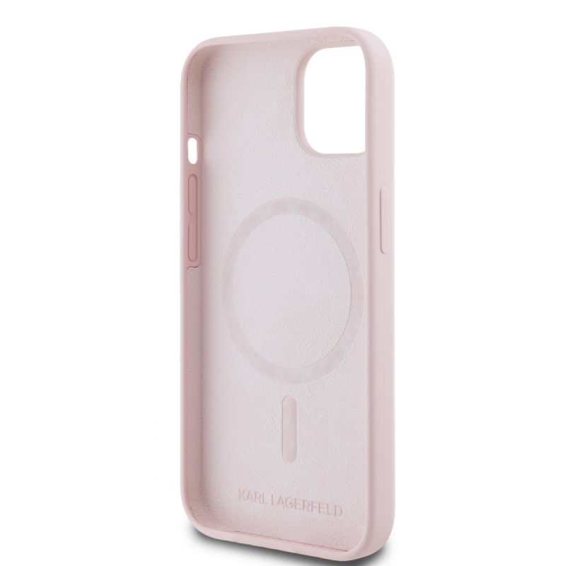 Karl Lagerfeld Liquid Silicone Karl and Choupette Magsafe Zadný Kryt pre iPhone 14 Pink