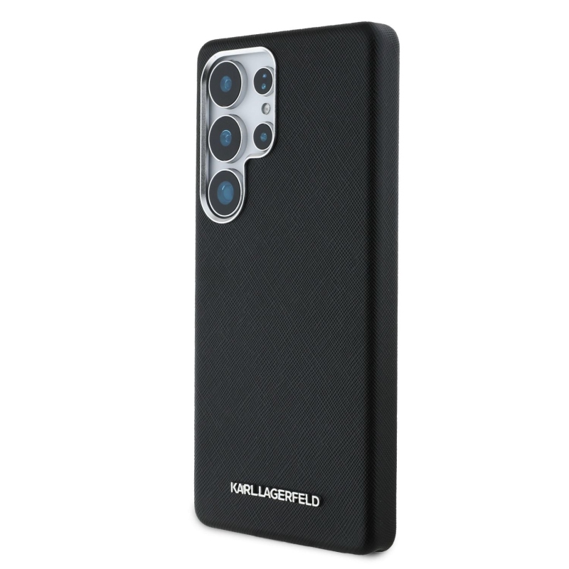 Karl Lagerfeld PU Saffiano Metal Logo a rám Zadný Kryt pre Samsung Galaxy S25 Ultra Black