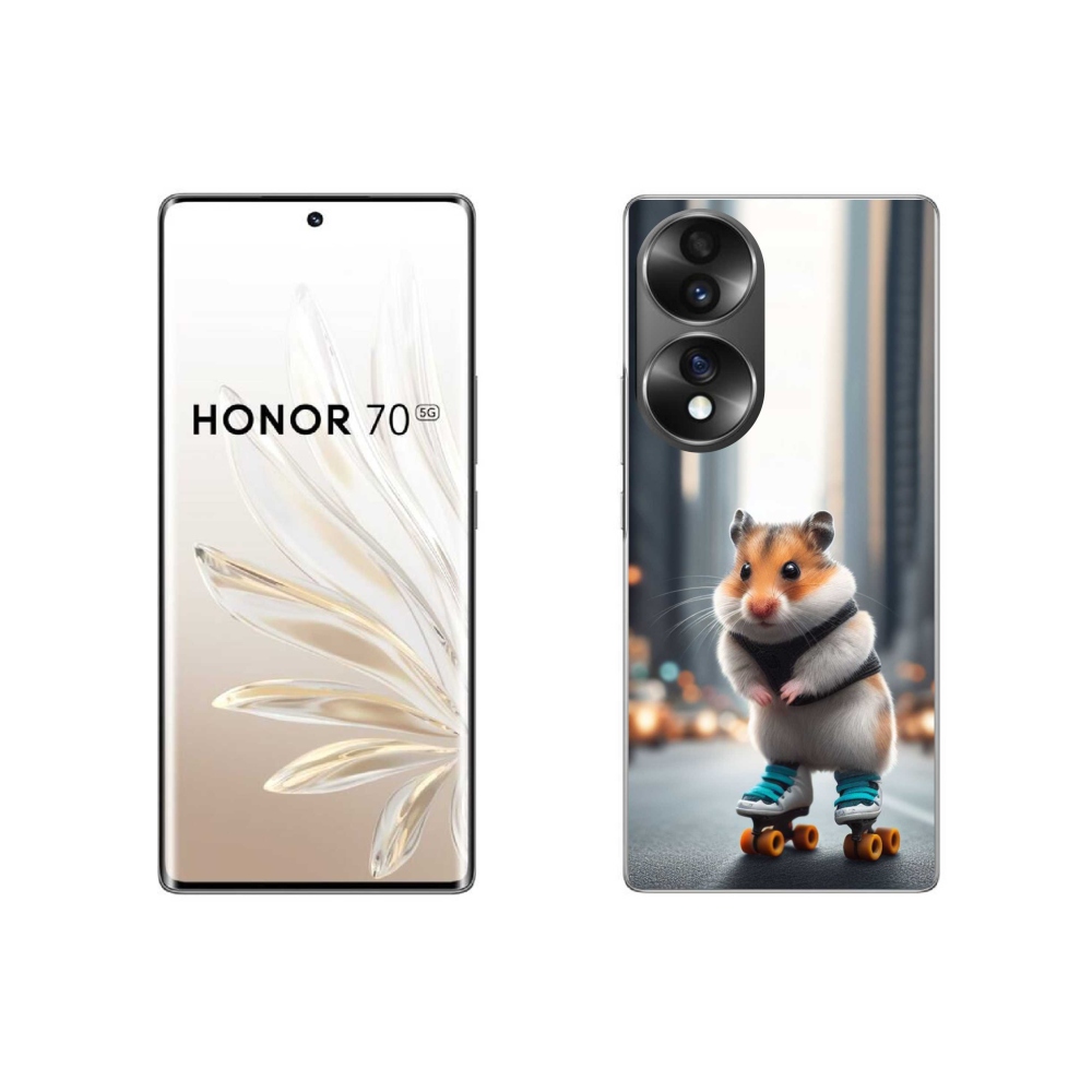 Gélový kryt mmCase na Honor 70 - škrečok na korčuliach