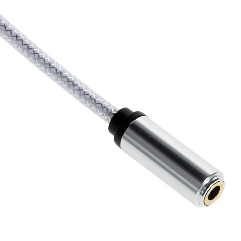 Tkaný predlžovací audio kábel jack/jack s dĺžkou 1m - biely