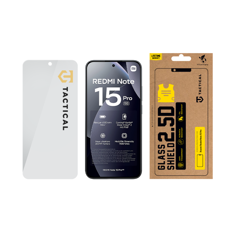 Tactical Glass Shield 2.5D sklo pre Xiaomi Redmi Note 15 Pro Clear