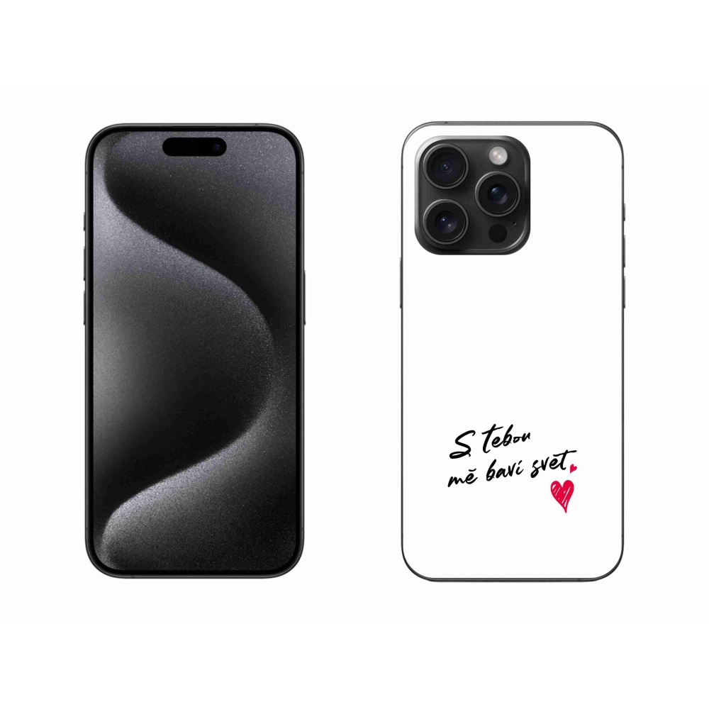 Gélový kryt mmCase na iPhone 15 Pro Max - zamilovaný text 1 biele pozadie