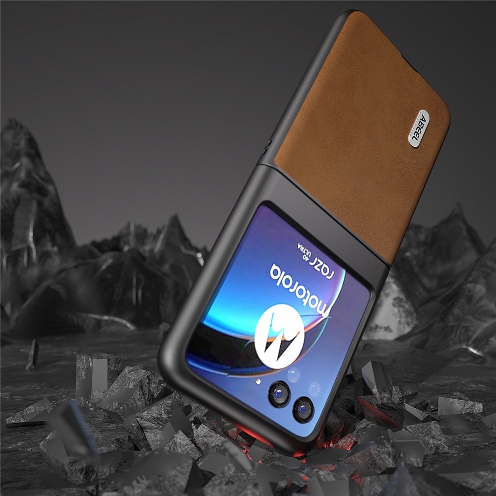 ABEEL plastový obal s pevným chrbtom na Motorola Razr 40 Ultra 5G - hnedý