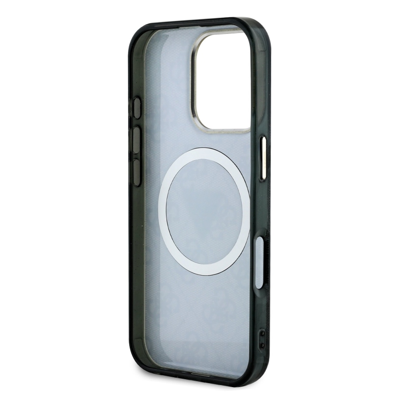 Guess IML 4G Glitter and Triangle Logo MagSafe Back Cover pre iPhone 16 Pro Max Black