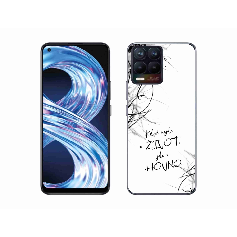 Gélový kryt mmCase na Realme 8 4G - vtipný text 16 biele pozadie