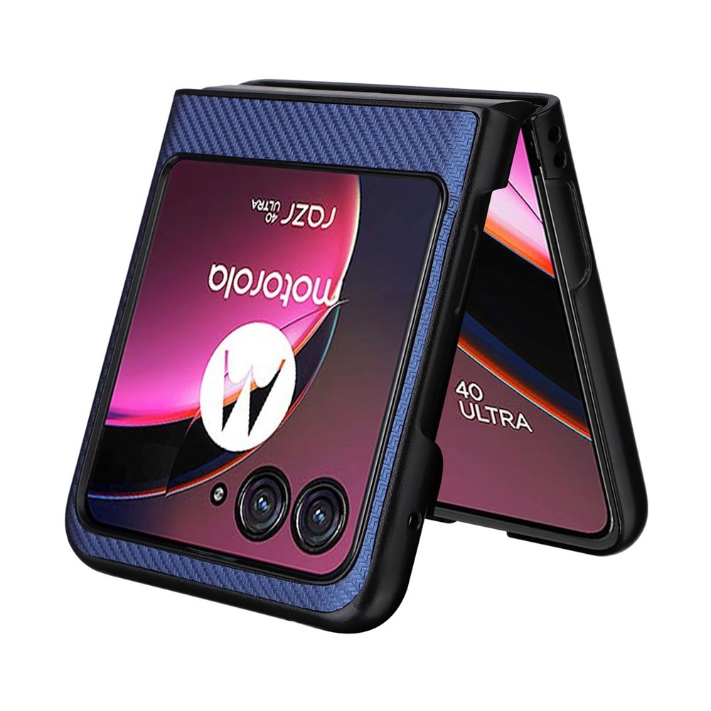 Textúry plastový kryt s umelou kožou na Motorola Razr 40 Ultra 5G - modrý