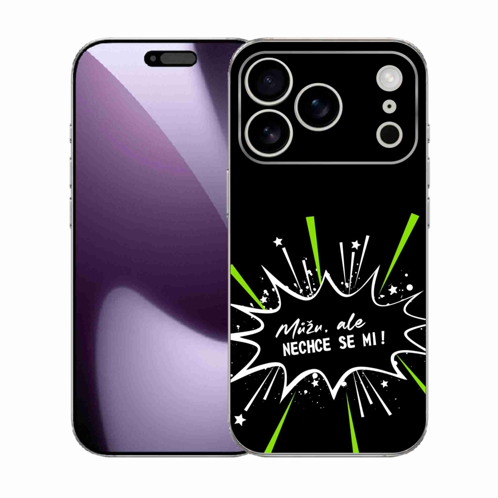 Gélový kryt mmCase na iPhone 17 Pro - vtipný text 11 čierne pozadie