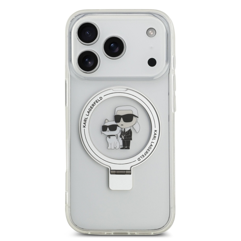 Karl Lagerfeld Ringstand Karl and Choupette MagSafe zadný kryt pre iPhone 17 Pro White