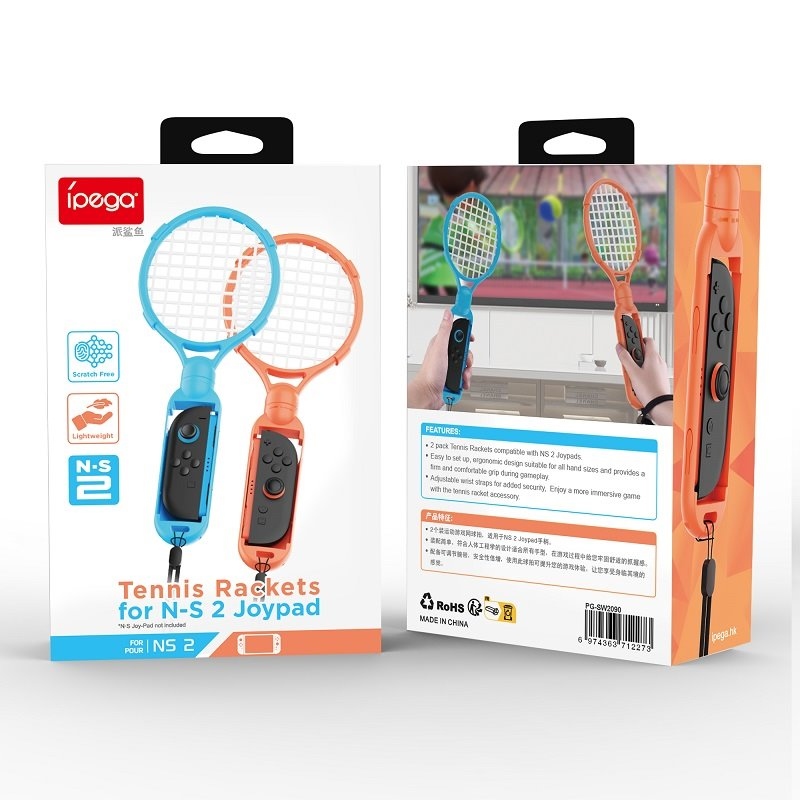 iPega SW2090 Tenisové Rakety pre JoyCon Ovládače Nintendo Switch 2 Red/Blue