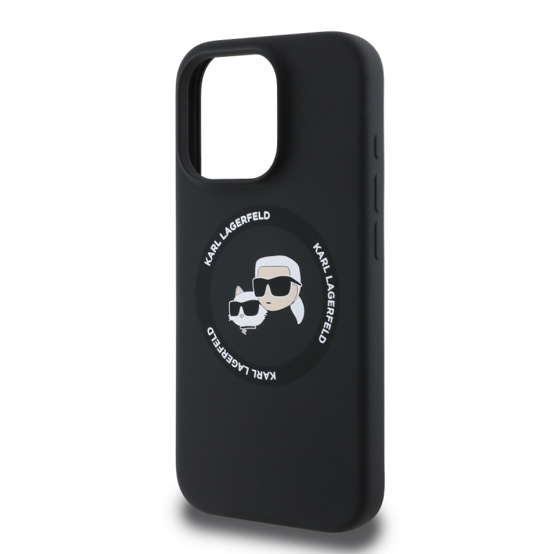 Karl Lagerfeld Liquid Silicone K&CH Heads MagSafe Zadný Kryt pre iPhone 16 Pro Black