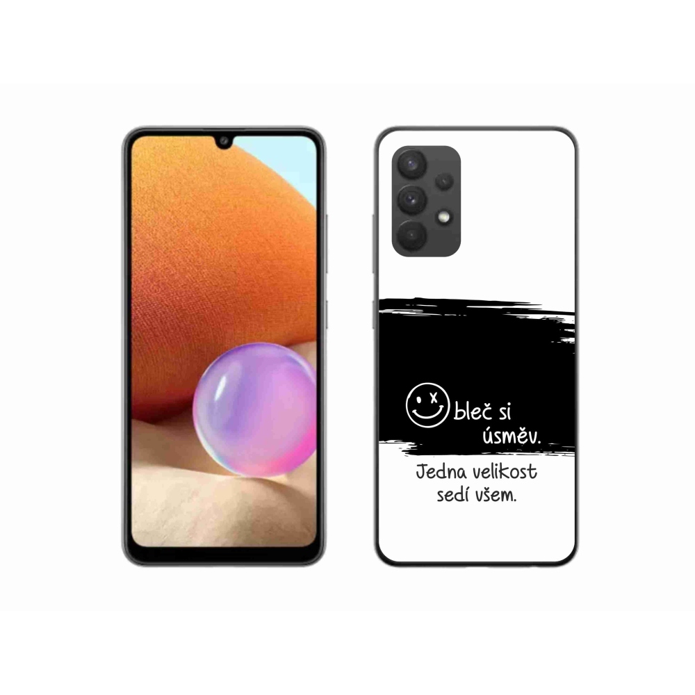 Gélový kryt mmCase na Samsung Galaxy A32 4G - vtipný text 8 čiernobiele pozadie