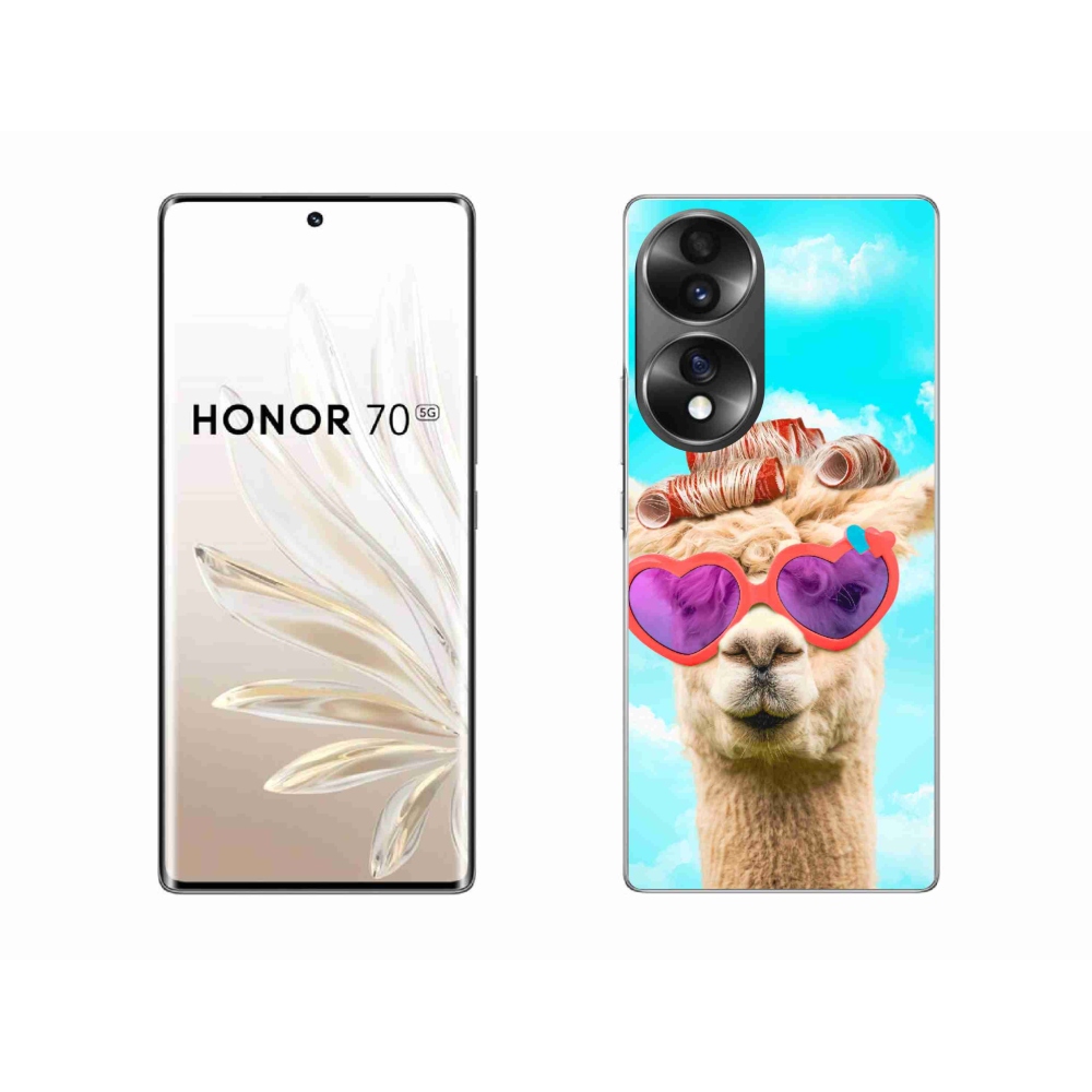 Gélový kryt mmCase na Honor 70 - lama s okuliarmi