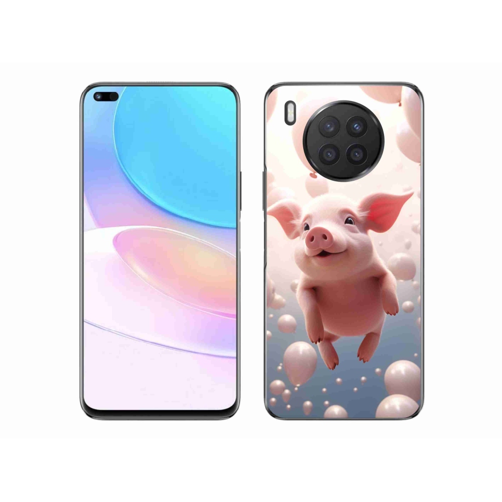 Gelový kryt mmCase na Huawei Nova 8i - prasátko s balónky