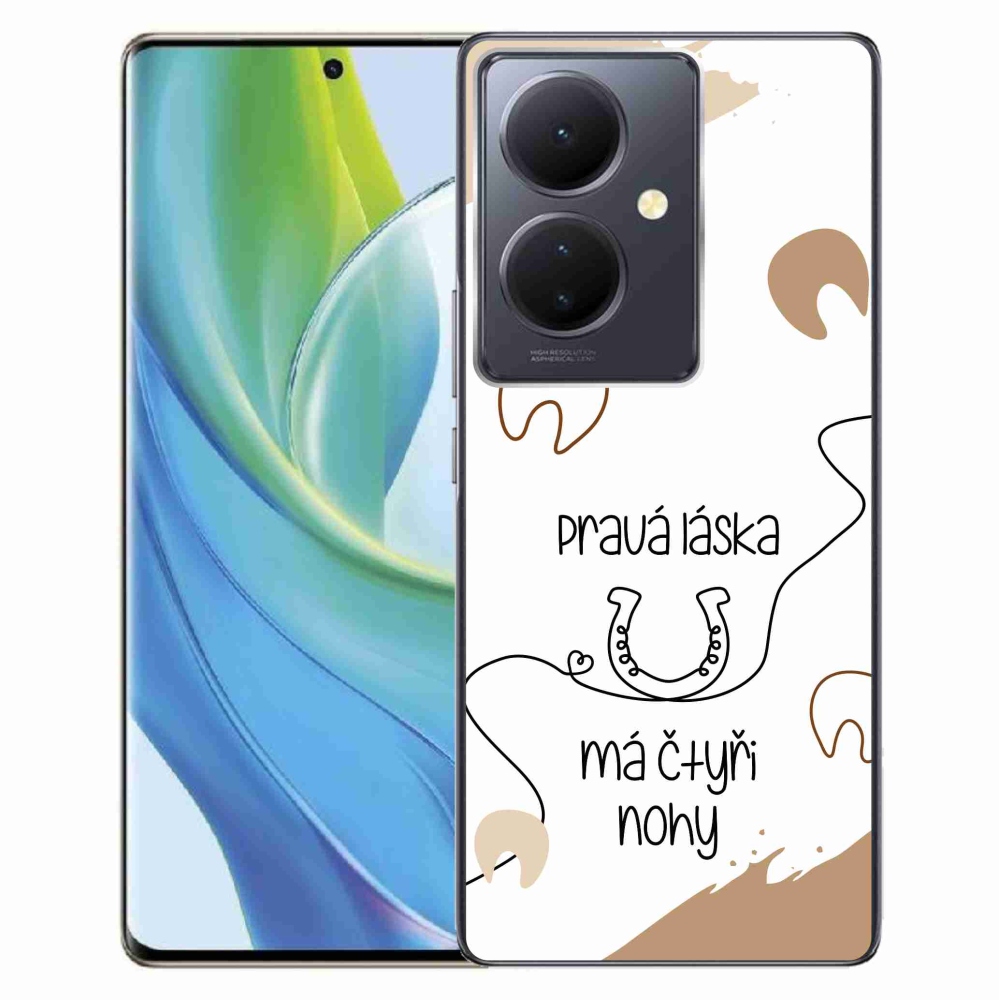 Gélový kryt mmCase na Vivo V29 Lite 5G - konský motív biele pozadie