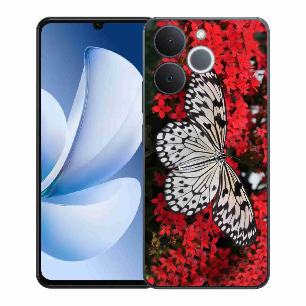 Gélový kryt mmCase na Realme Note 70T - čiernobiely motýľ 1