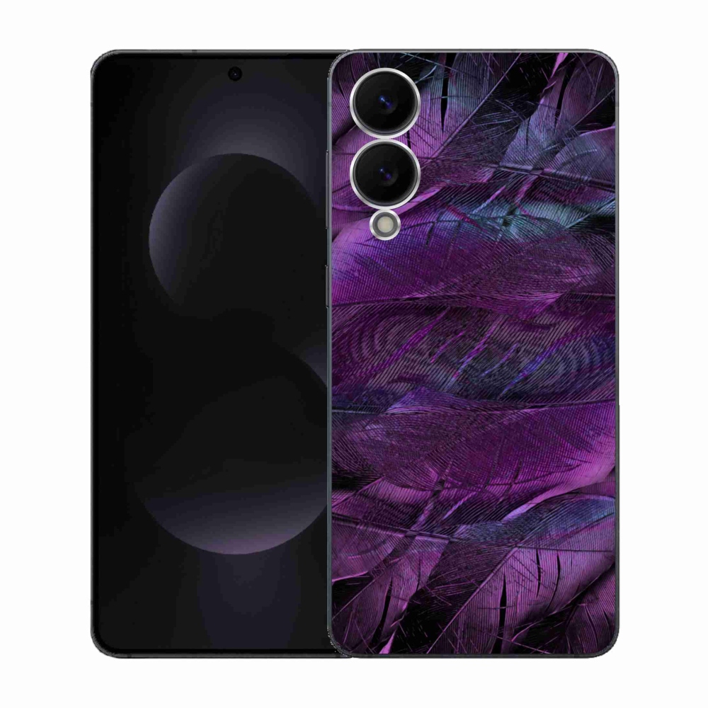 Gélový kryt mmCase na Samsung Galaxy S25 Edge - fialové pierka